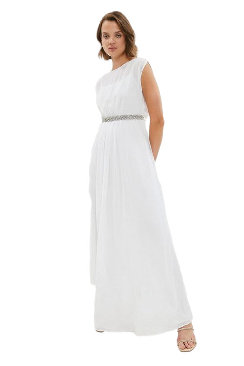 Jacques Vert Ivory Embellished Belt Maxi Dress BCC02922