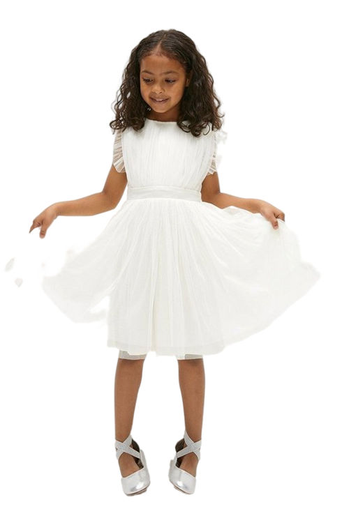 Jacques Vert Ivory Girls Bow Back Detail Tulle Dress BCC00913