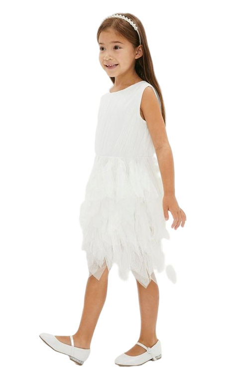 Jacques Vert Ivory Girls Statement Ruffle Skirt Dress ACC01289