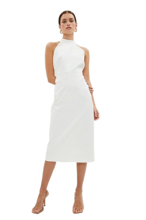 Jacques Vert Ivory Petite Halter Neck Midi Dress BCC03608