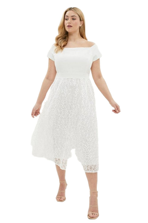 Jacques Vert Ivory Plus Size Embroidered Midi Dress BCC00273