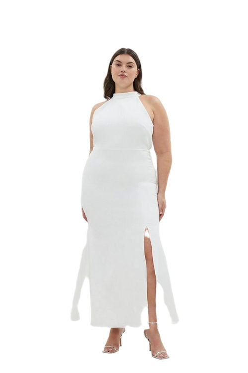 Jacques Vert Ivory Plus Size Premium Halterneck Fishtail Maxi BCC03653