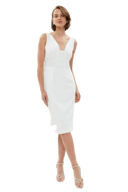 Jacques Vert Ivory Premium Satin Trim Tailored Pencil Dress BCC01868