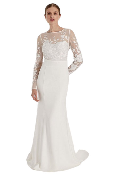 Jacques Vert Ivory RSN Inspired Embroidered Crepe Maxi BCC04588