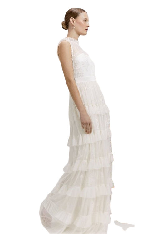 Jacques Vert Ivory RSN Inspired Embroidered Mesh Dress BCC04516