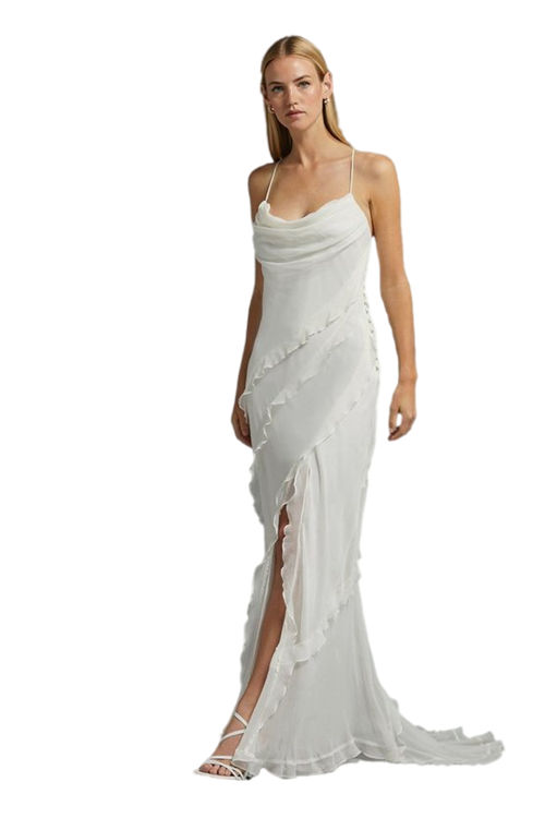 Jacques Vert Ivory Ruffle Detail Tiered Hem Maxi Dress BCC02595