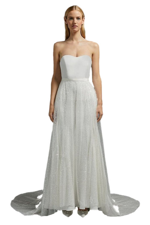 Jacques Vert Ivory Sequin Overlay Maxi Skirt ACC03072