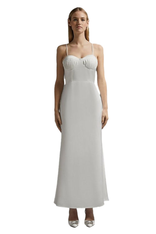 Jacques Vert Ivory Shell Cup Detail Satin Maxi Dress BCC00240