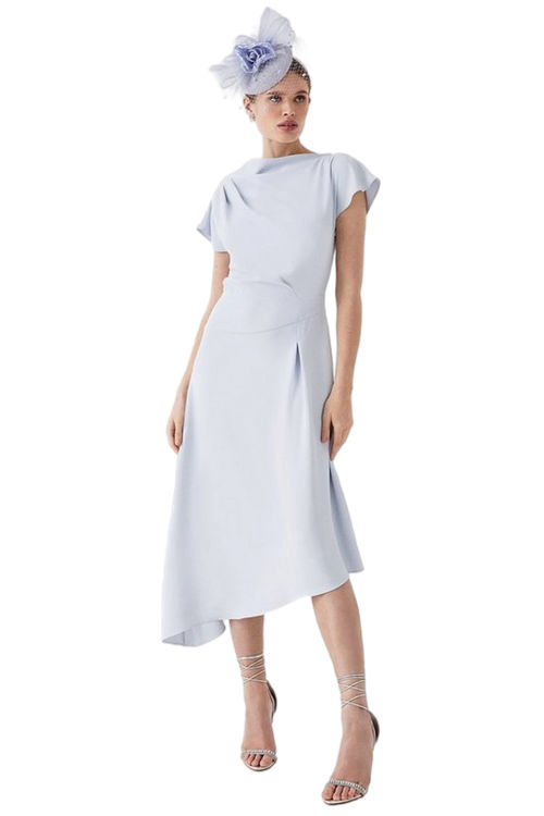 Jacques Vert Light Grey Asymmetric Neck And Hem Midi Dress BCC05305