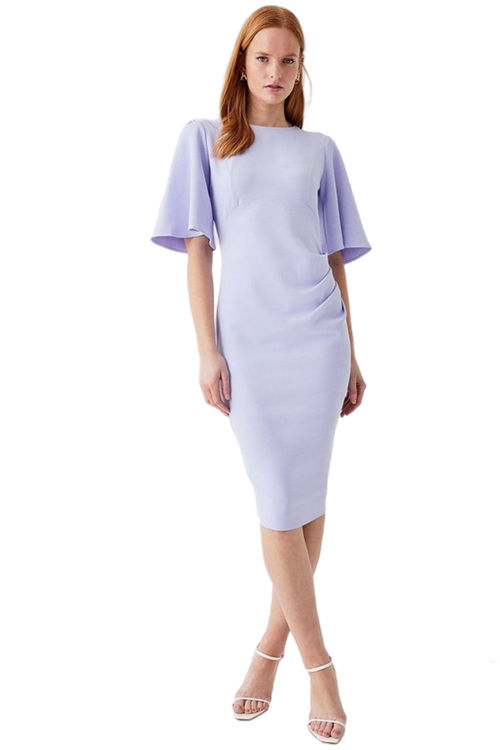 Jacques Vert Lilac Flare Sleeve Crepe Dress ACC02135