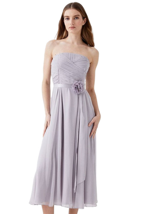 Jacques Vert Lilac Haze Corsage Detail Chiffon Bridesmaids Midi Dress BCC04476