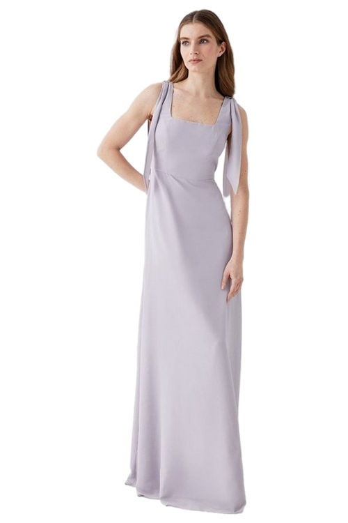 Jacques Vert Lilac Haze Tie Shoulder Georgette Bridesmaids Maxi Dress BCC04900