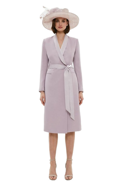 Jacques Vert Lilac Tuxedo Tie Waist Midi Dress ACC01891