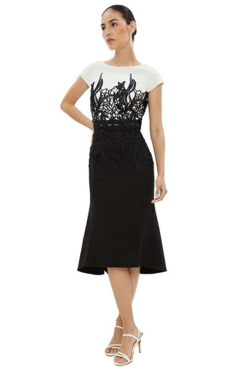 Jacques Vert Mono Lace Dress With Crepe BCC03384