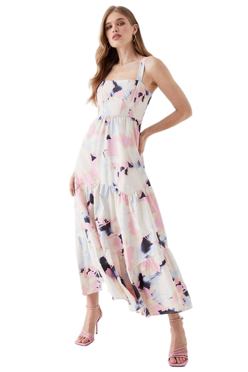 Jacques Vert Multi Button Back Tiered Cotton Maxi Dress BCC05582