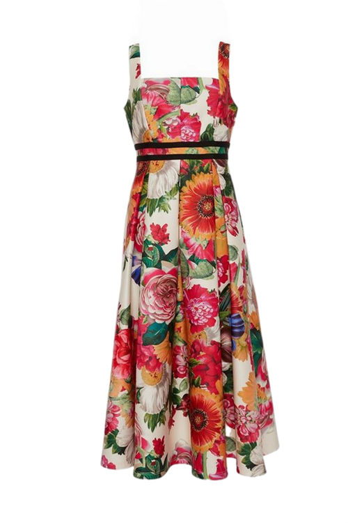 Jacques Vert Multi Contrast Trim Floral Scuba Midi Dress BCC04997 ...