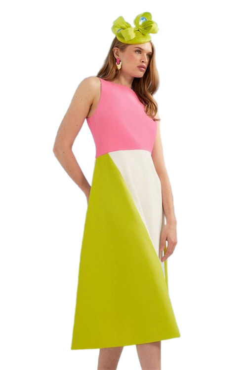 Jacques Vert Multi Lisa Tan Colour Block Midaxi Dress BCC05601