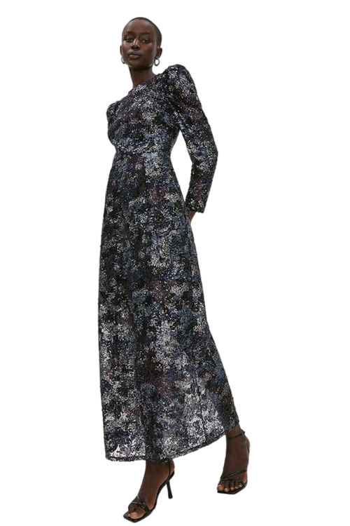 Jacques Vert Multi Long Sleeve Sequin Maxi Dress ACC02464