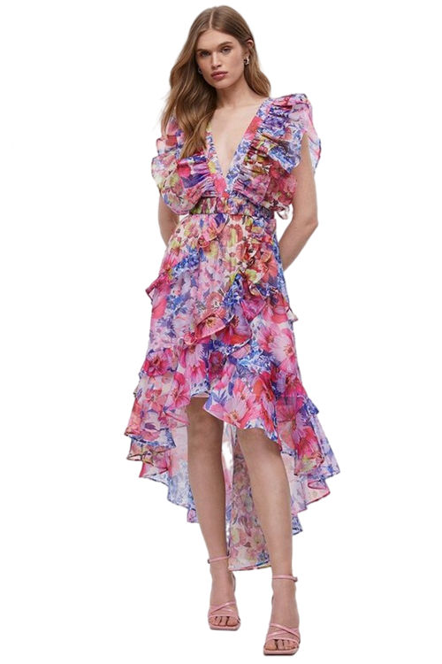 Jacques Vert Multi Ruffle Detail Wrap Organza Midi Dress BCC05046