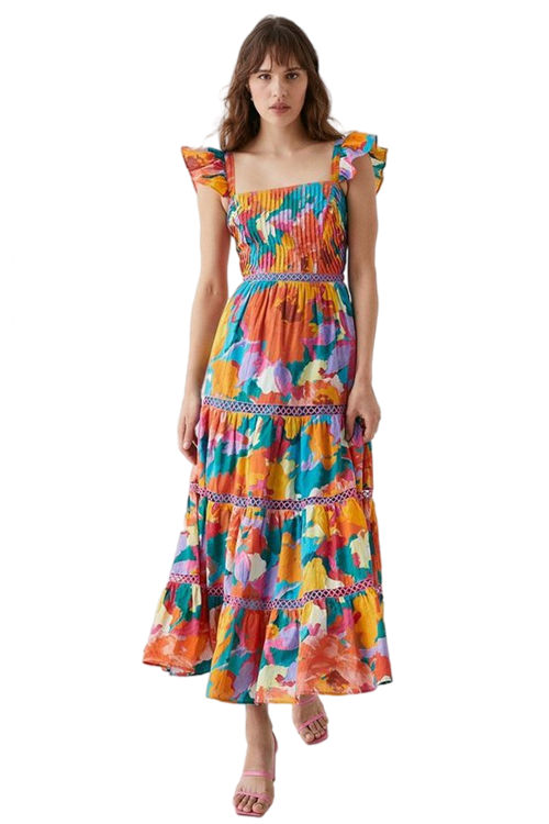 Jacques Vert Multi Trim Detail Tiered Cotton Maxi Dress BCC05274