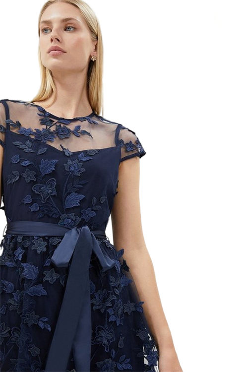 Jacques Vert Navy All Over Floral Embroidered Midi Dress BCC02678