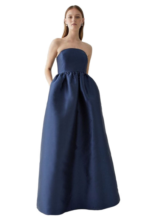 Jacques Vert Navy Bandeau A-line Twill Bridesmaids Maxi Dress BCC05320