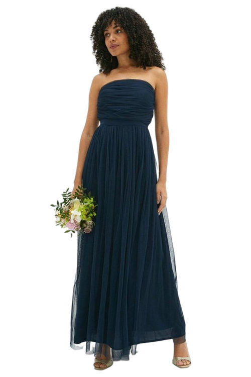 Jacques Vert Navy Bandeau Tulle Maxi Dress ACC01304