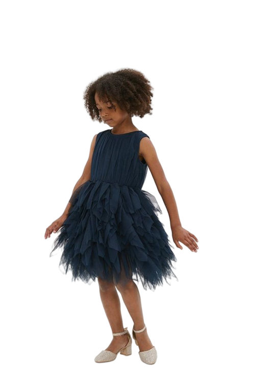 Jacques Vert Navy Girls Statement Ruffle Skirt Dress ACC01289