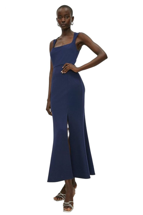 Jacques Vert Navy Perfect Fit Square Neck Fishtail Maxi Dress ACC03510