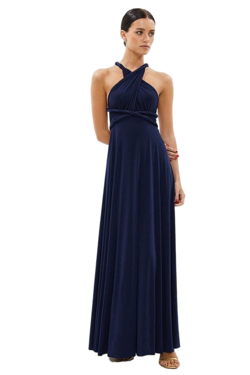 Jacques Vert Navy Petite Multiway Bridesmaid Maxi Dress​ BCC01470