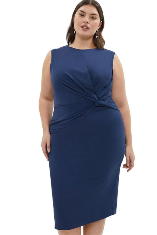 Jacques Vert Navy Plus Size Twist Detail Midi Dress BCC03759