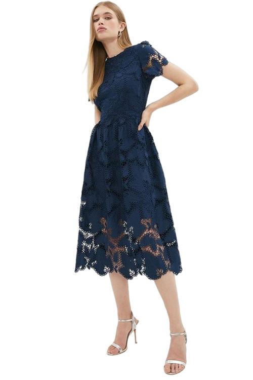 Jacques Vert Navy Premium Lace Midi Dress BCC03091