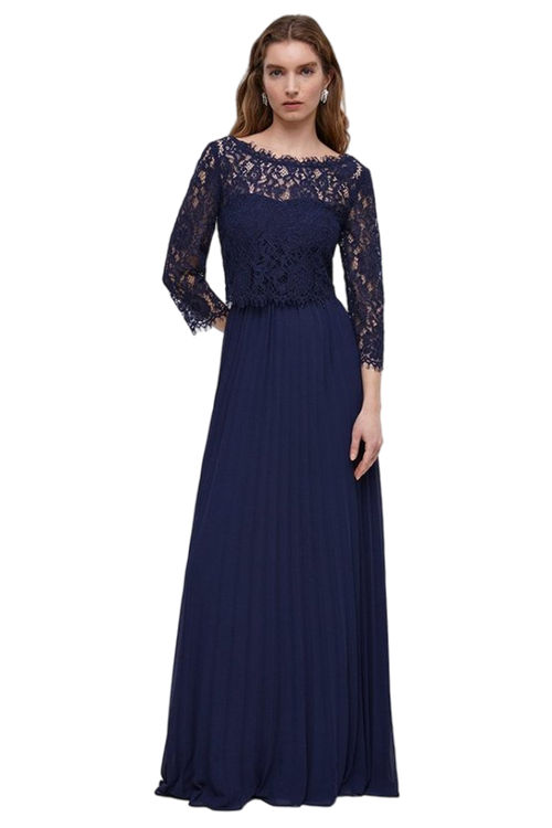 Jacques Vert Navy Removable Lace Top Two In One Bandeau Bridesmaid Dress BCC04795