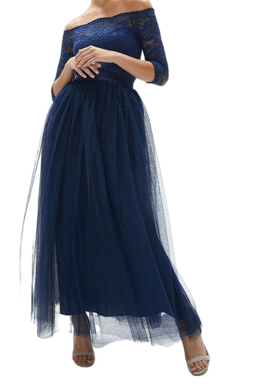 Jacques Vert Navy Tulle Maxi Skirt ACC01271