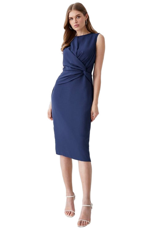 Jacques Vert Navy Twist Detail Midi Dress BCC03760