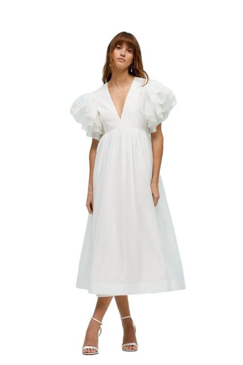 Jacques Vert Off White Ivory Mega Ruffle Full Skirted Dress BCC04339