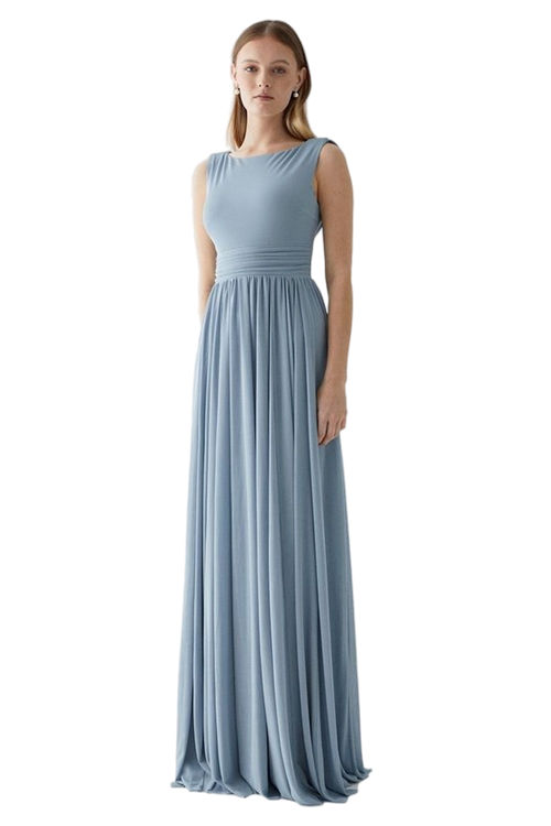 Jacques Vert Pale Blue Cowl Back Stretch Mesh Full Skirted Bridesmaids Maxi Dress BCC04530