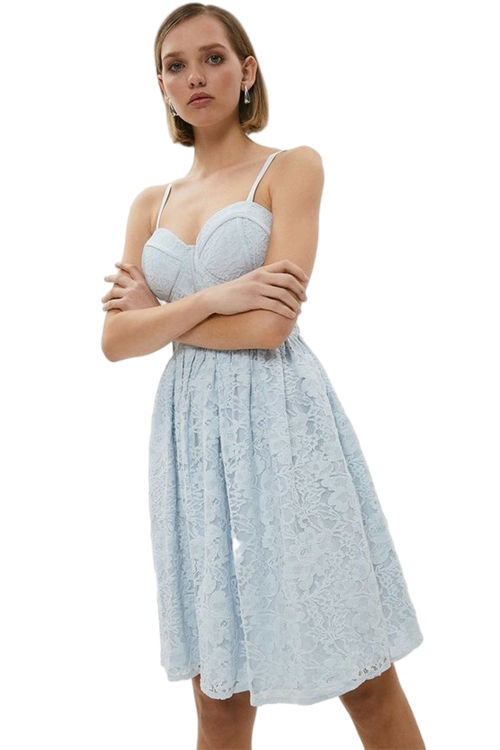 Jacques Vert Pale Blue Lace Bustier Mini Dress BCC01257