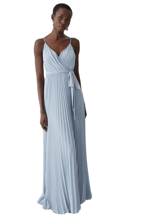 Jacques Vert Pale Blue Pleated Hem Sweep Bridesmaids Maxi Dress BCC05435