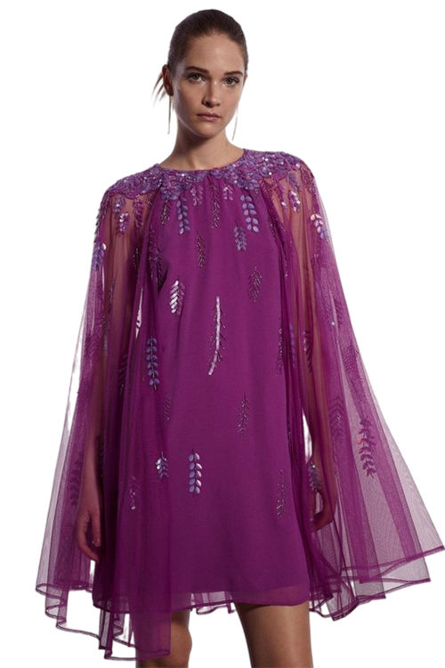 Jacques Vert Pink Embellished Cape Mini Dress BCC03543