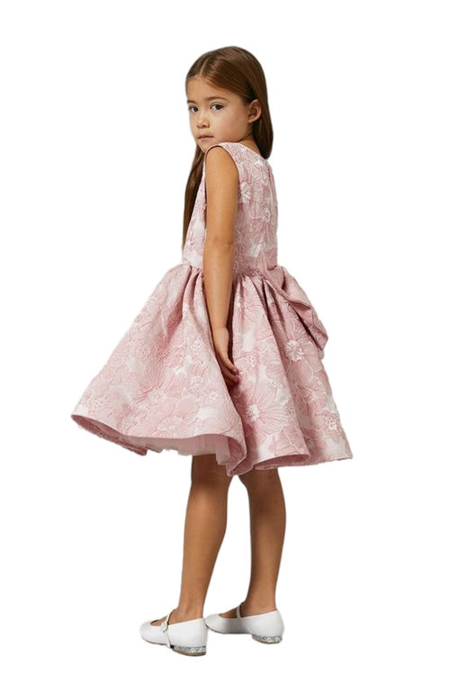 Jacques Vert Pink Girls Floral Jacquard Full Skirt Dress BCC03030