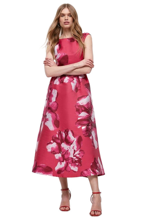 Jacques Vert Pink Premium Placement Jacquard Midaxi Dress BCC04946 ...