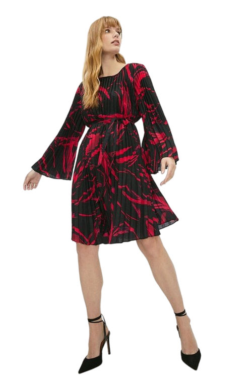 Jacques Vert Printed Pleated Belted Dress ACC02738