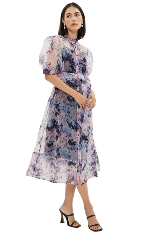 Jacques Vert Purple Organza Shirt Dress BCC03561