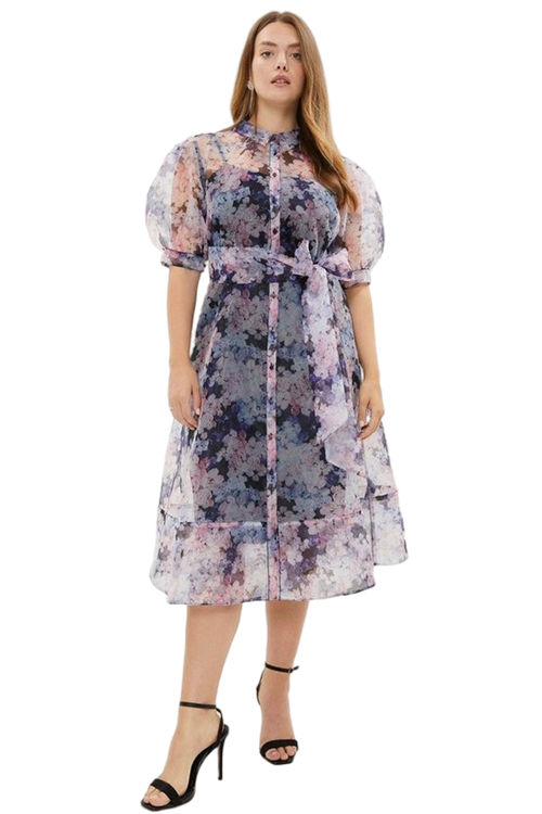 Jacques Vert Purple Plus Size Organza Shirt Dress BCC03486