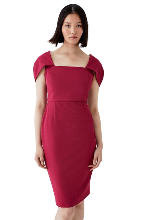 Jacques Vert Raspberry Fold Over Sleeve Pencil Dress BCC05583