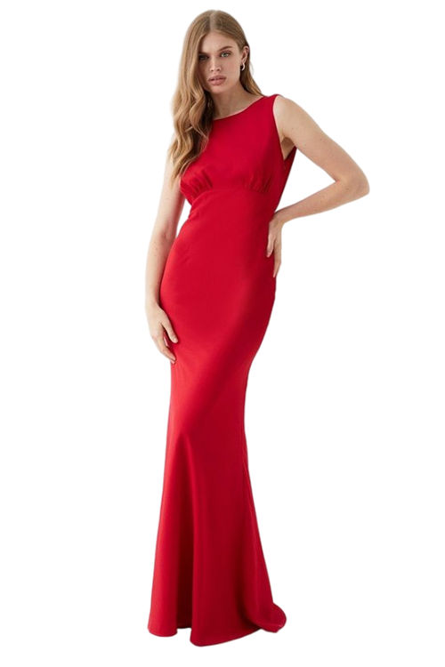 Jacques Vert Red Cowl Back Fishtail Maxi Dress BCC05899