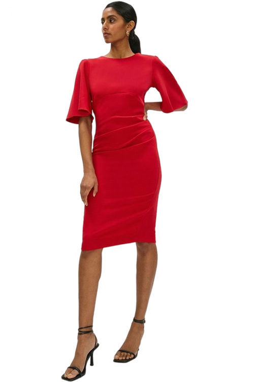 Jacques Vert Red Flare Sleeve Crepe Dress ACC02135