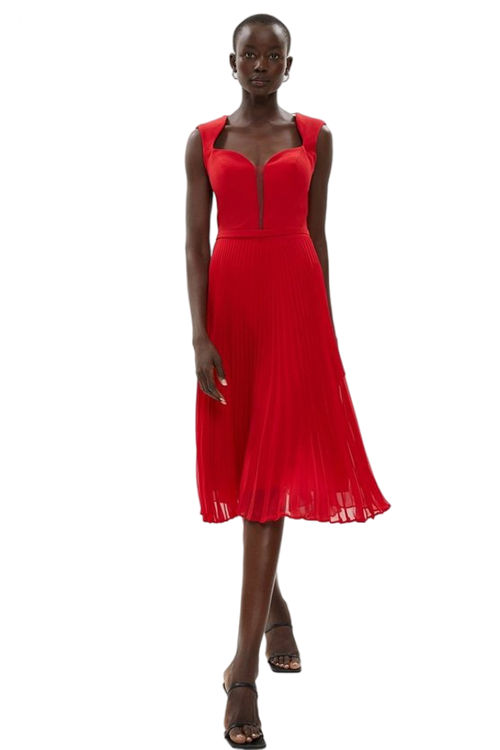 Jacques Vert Red Sweetheart Full Skirted Midi Dress BCC02738