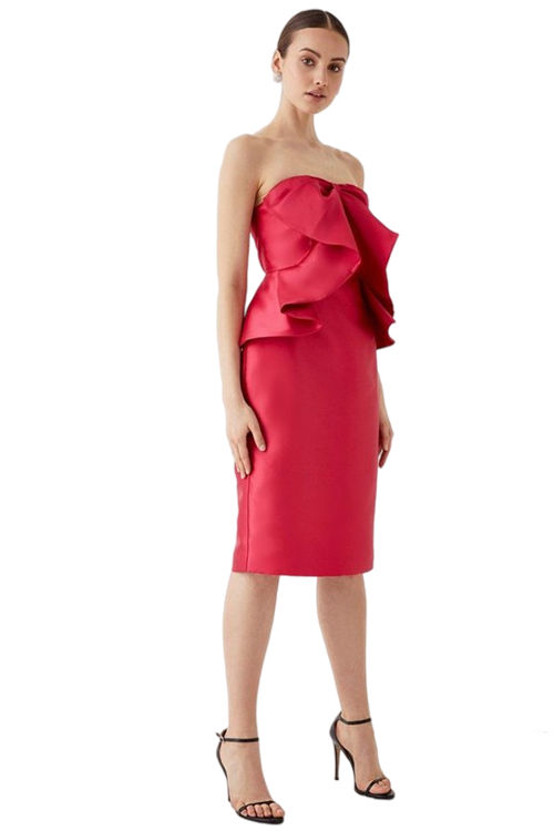 Jacques Vert Red Twill Pencil Dress With Bow Front BCC04729